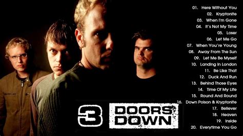 3 Doors Down, an American rock band from Mississippi, has released six studio albums, four extended plays, 29 singles, one video album and one compilation album. [1] The …